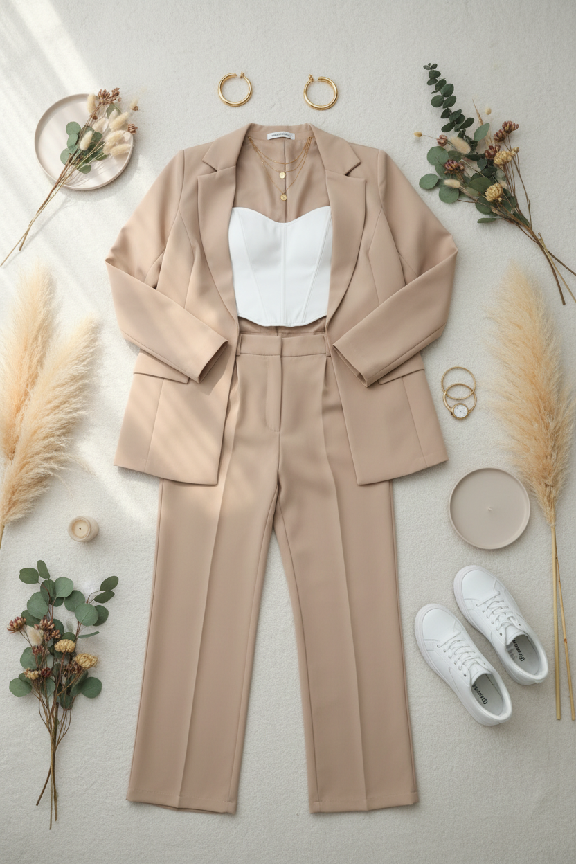 Conjunto en color beige cod.1051