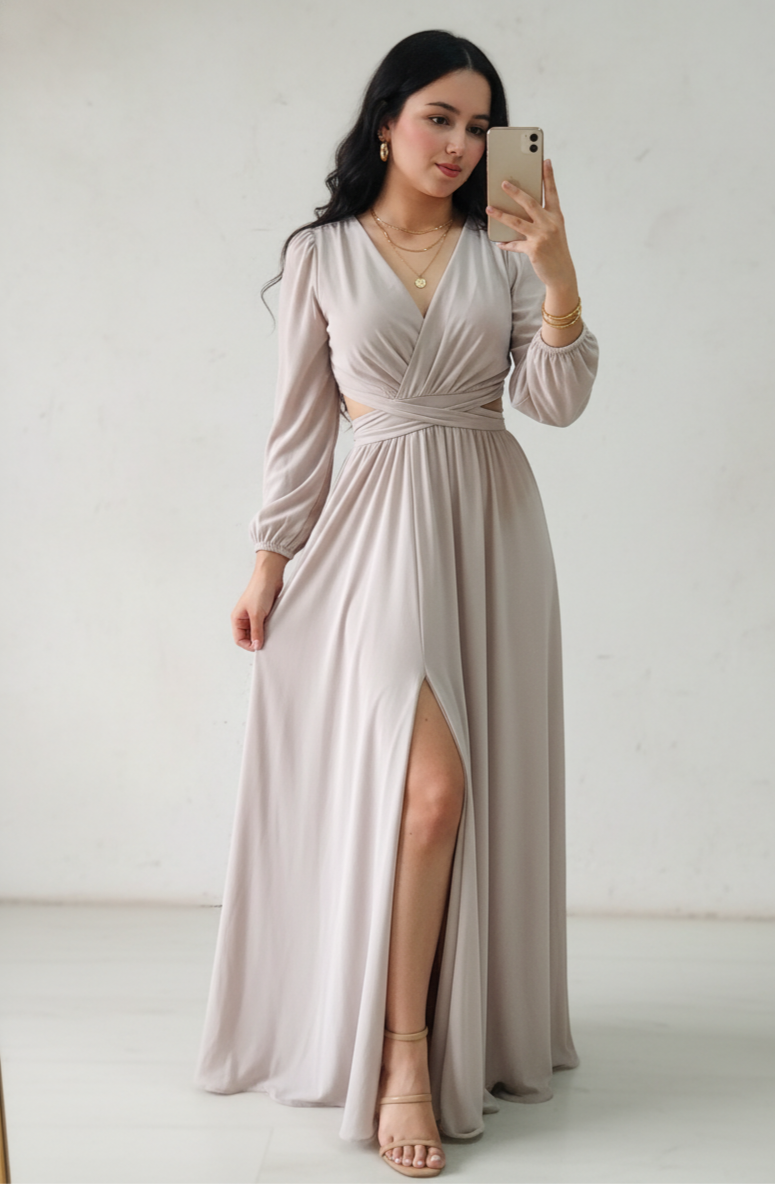 Vestido Sofia - Vestido Largo Elegante con Abertura y Escote en V | Cod.1017