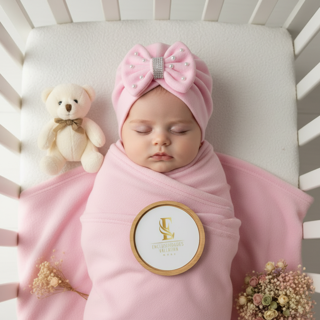 Bebé en cuna con gorrita