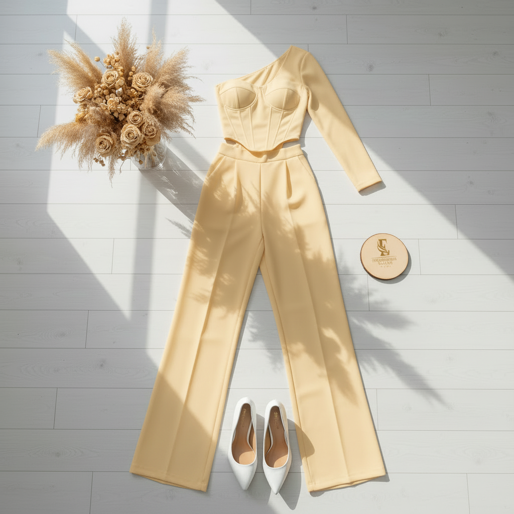 Conjunto amarillo suave sin cinturón