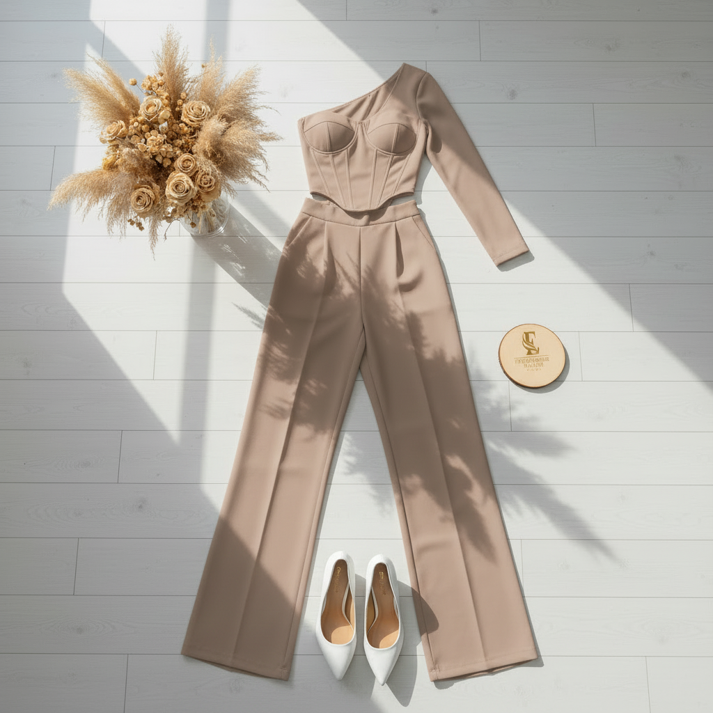 Conjunto taupe flat lay