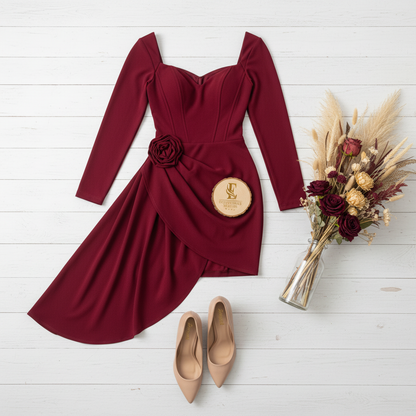 Flat lay vestido rojo correcto