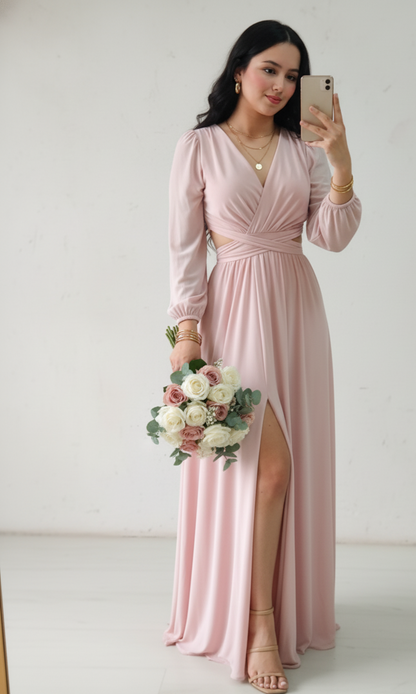 Vestido Sofia - Vestido Largo Elegante con Abertura y Escote en V | Cod.1017