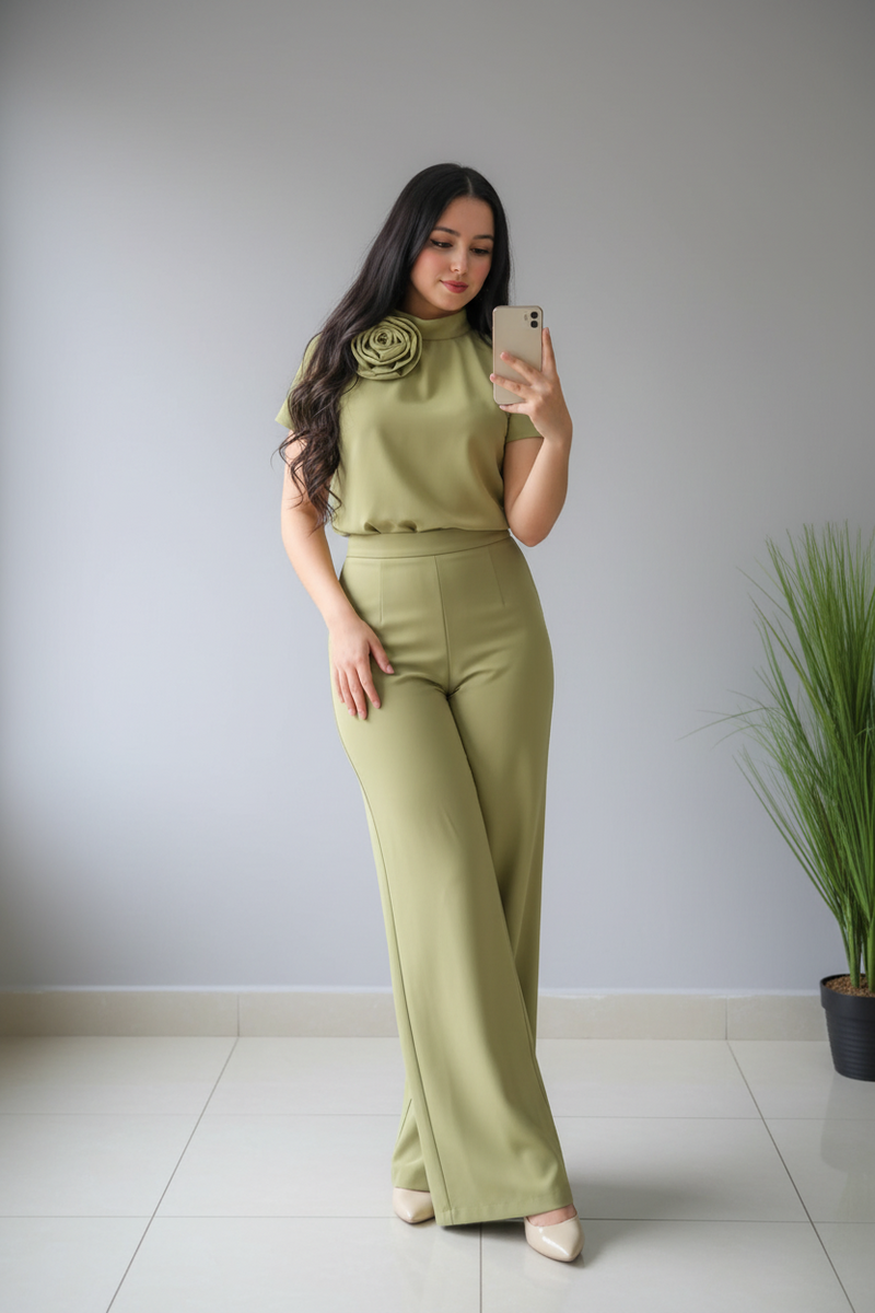 Conjunto Verde Oliva Rosa D cod.620