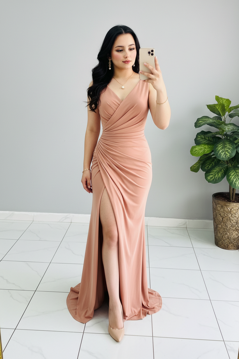 Vestido Durazno Drapeado cod.595