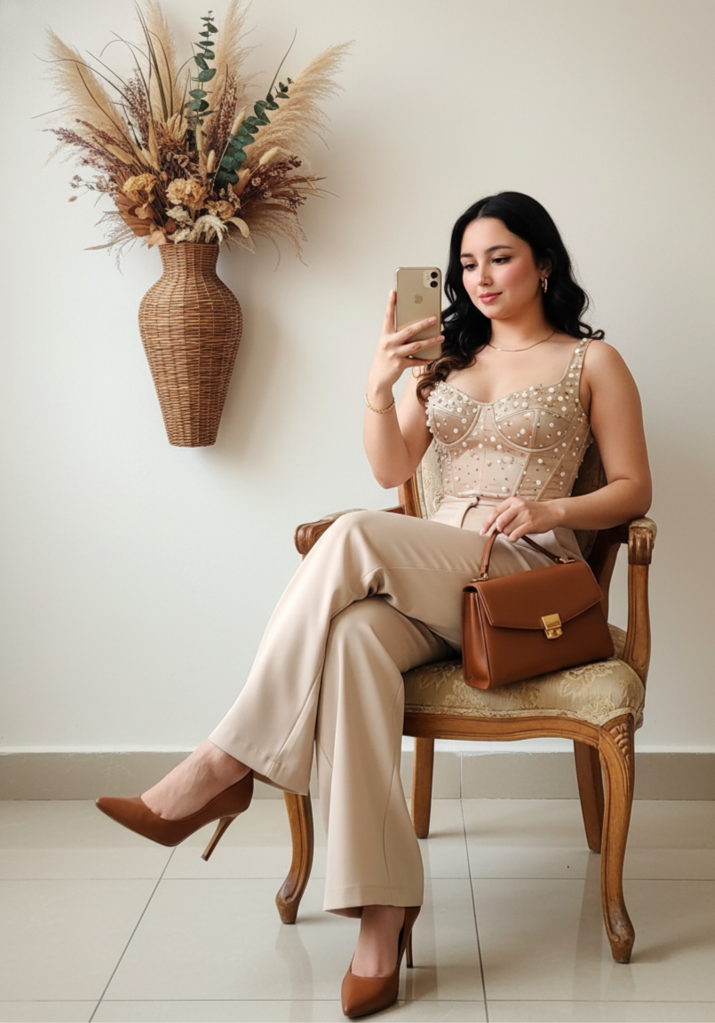 Conjunto corset más pantalón formal cod.1059