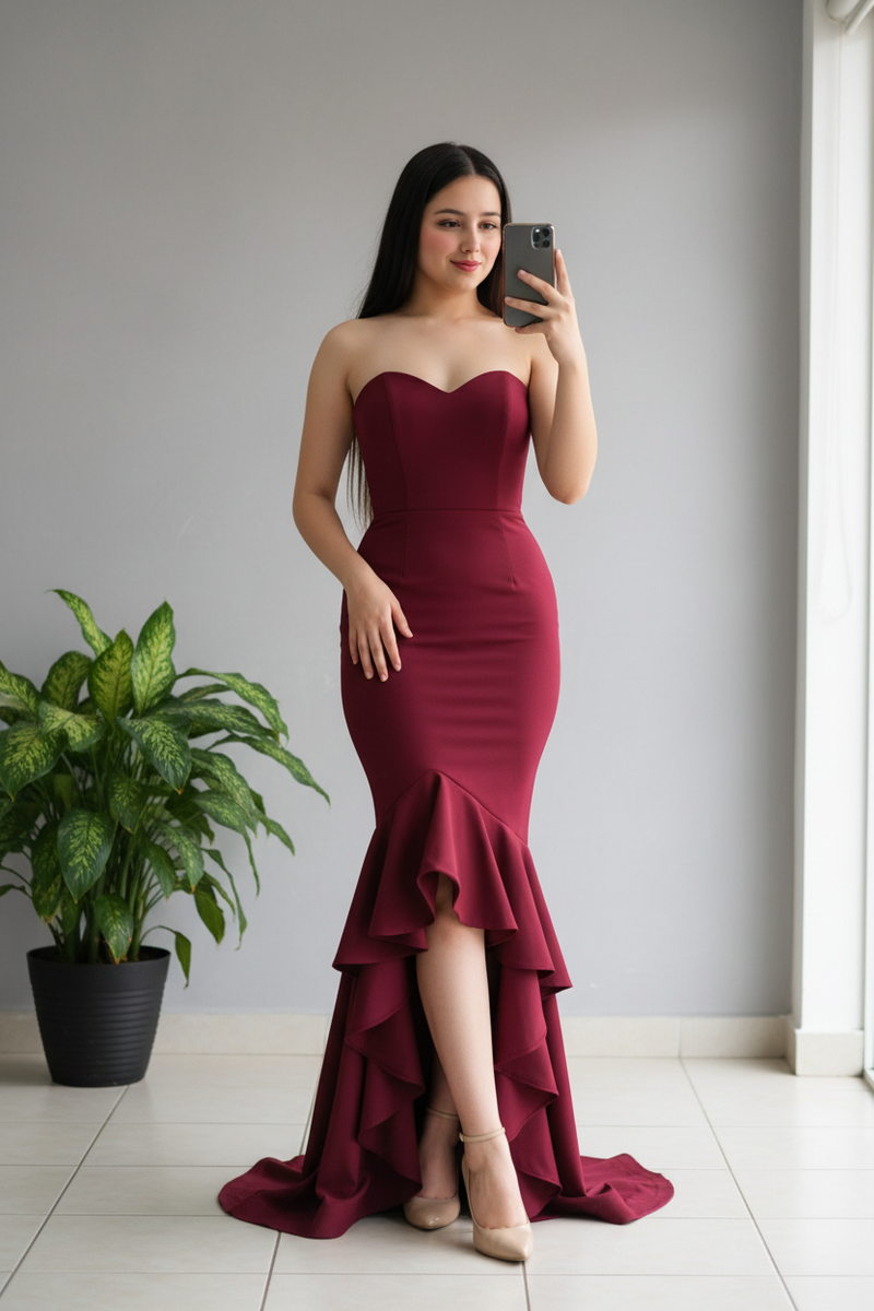 Vestido Sirena Vino cod.617