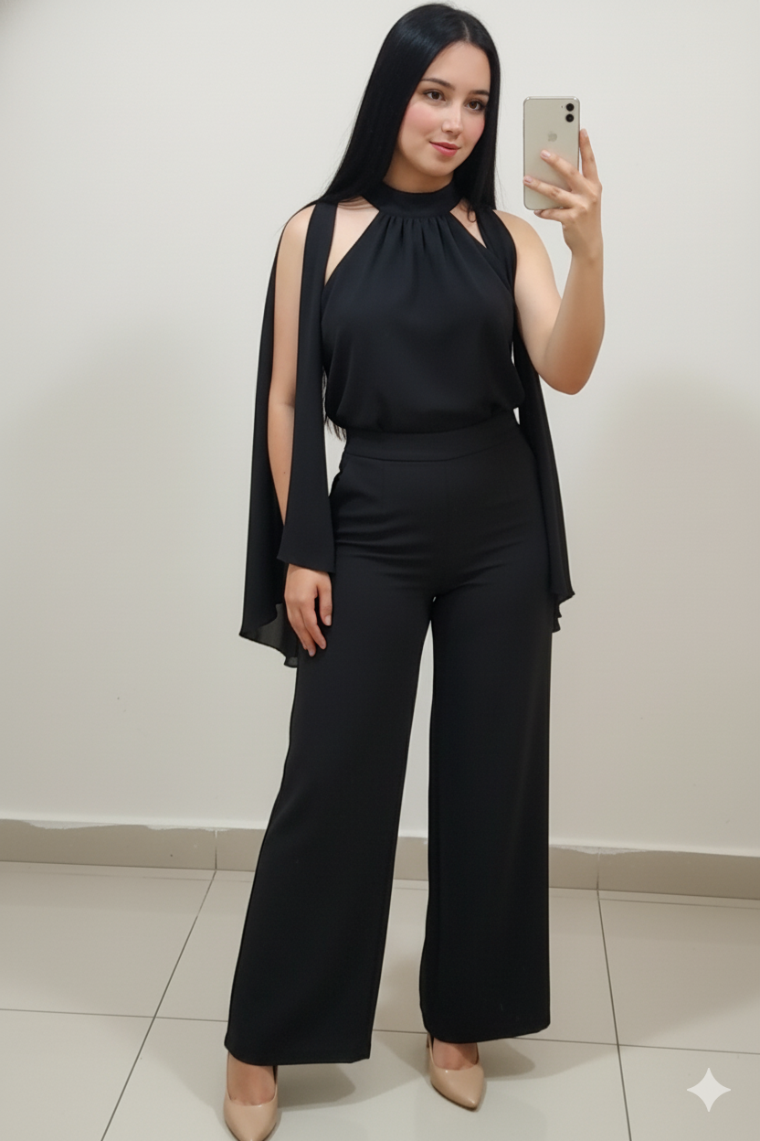 Conjunto Valentina - Blusa Mangas Abiertas y Pantalón Palazzo Elegante | Cod.1016