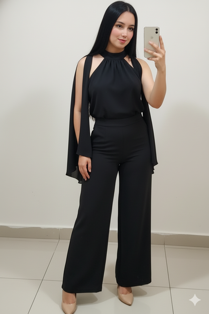 Conjunto Valentina - Blusa Mangas Abiertas y Pantalón Palazzo Elegante | Cod.1016