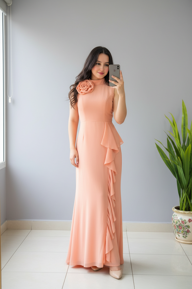 Vestido Sirena Melocotón Rosa D cod.618