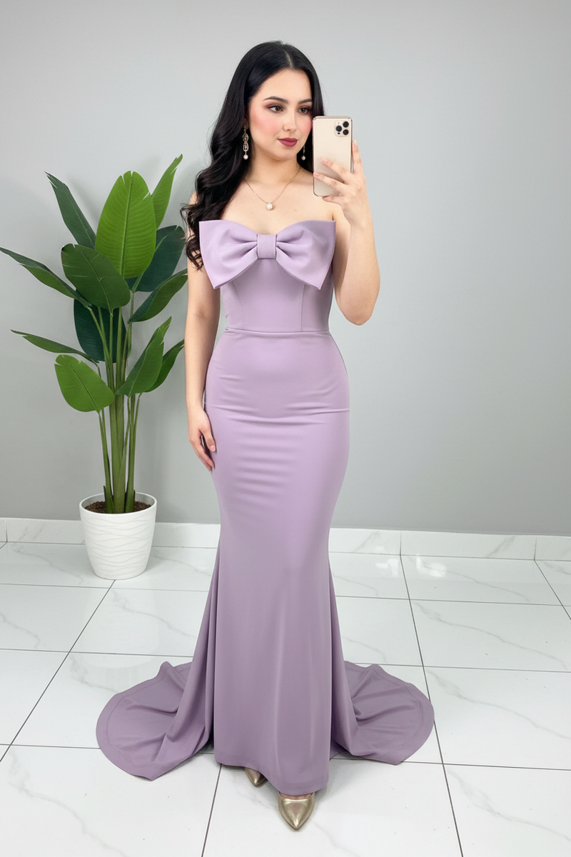 Vestido Lila Sirena con Lazo