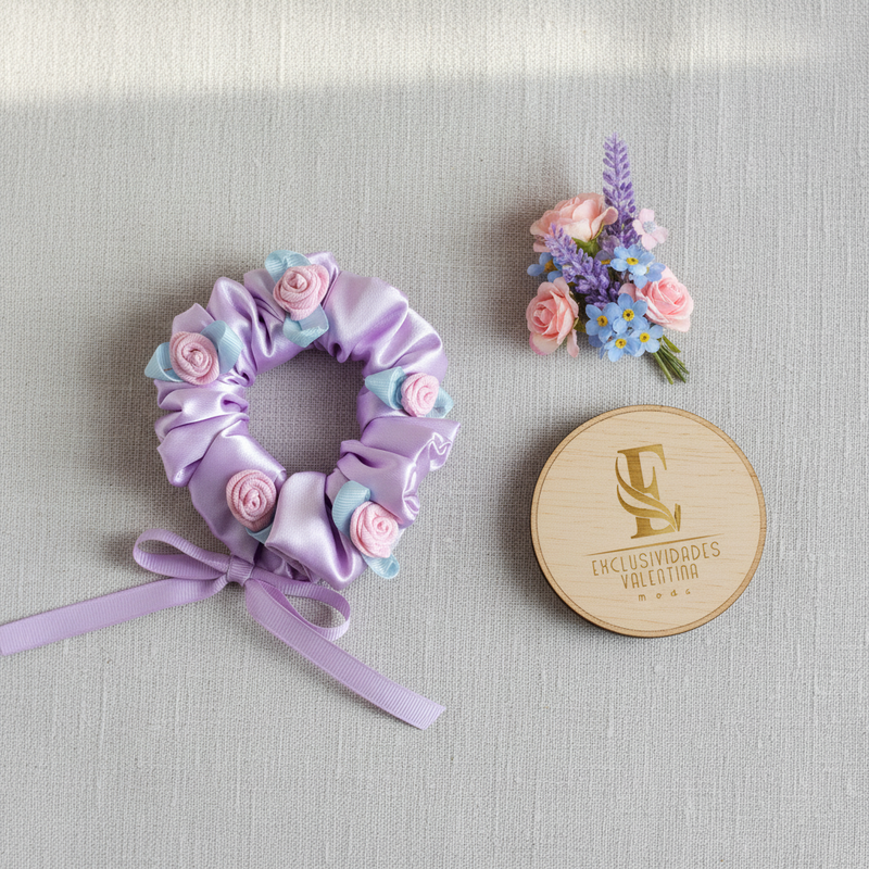 Scrunchies decorado con flor cod. 876