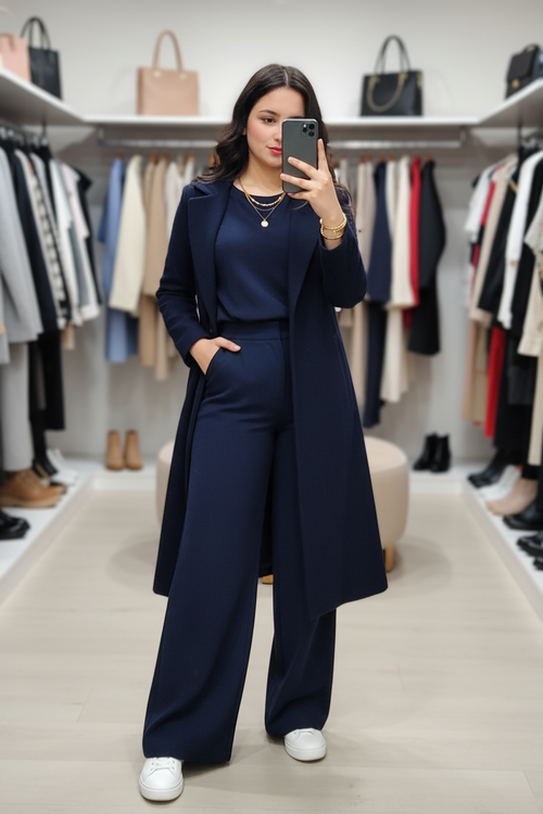 Abrigo Largo de Paño - Azul Oscuro cod.11126