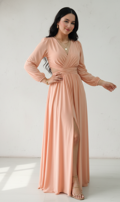 Vestido Sofia - Vestido Largo Elegante con Abertura y Escote en V | Cod.1017