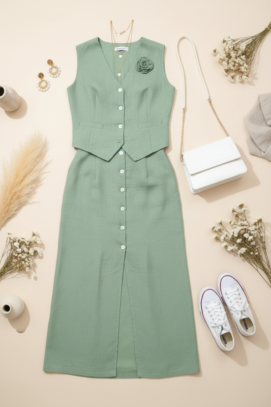 Conjunto falda más chaleco cod.1052