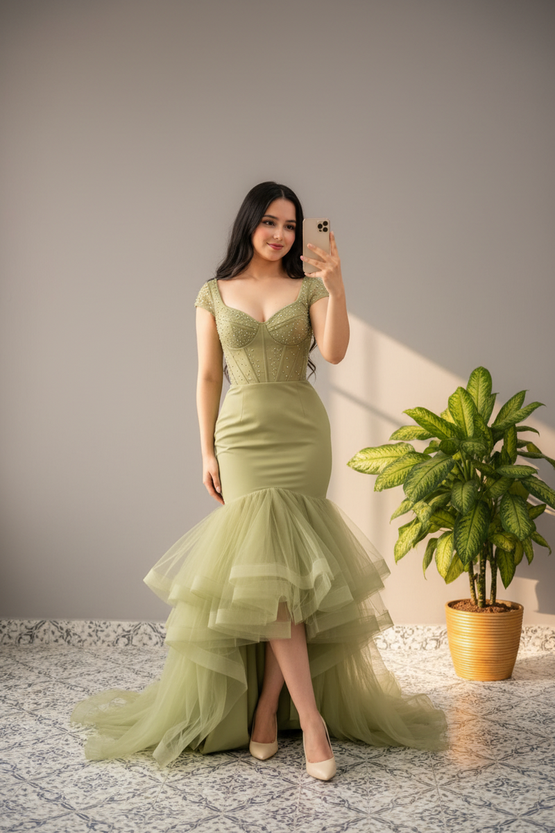 Vestido Sirena Verde Sage cod.616