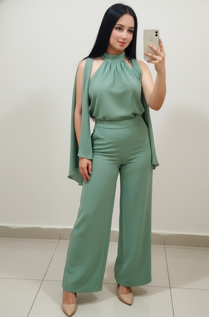 Conjunto Valentina - Blusa Mangas Abiertas y Pantalón Palazzo Elegante | Cod.1016