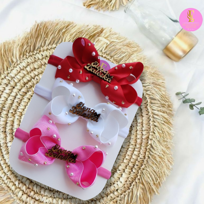 Cajita de accesorios con 3 cintillos Personalizados.