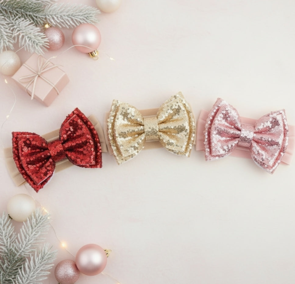 Cintillo doble lazo lentejuelas cod.44