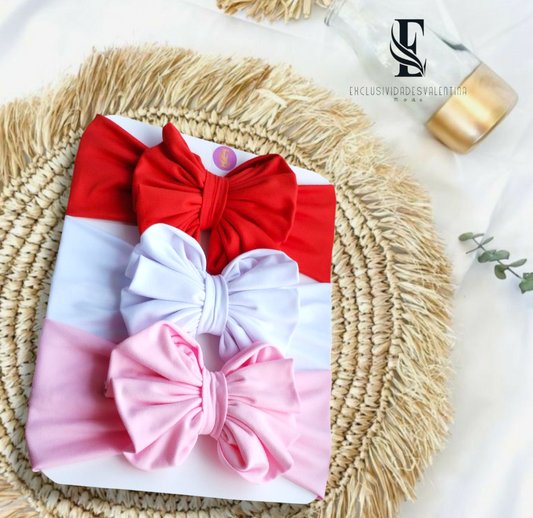 Set de 3 cintillos en lazo globo. Cod008