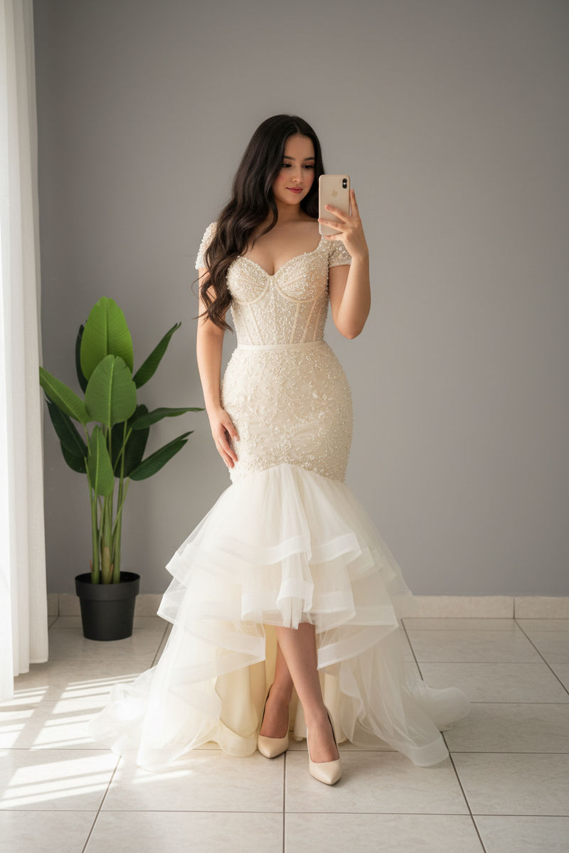 Vestido Novia Corset Perlas cod.615